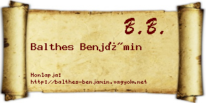 Balthes Benjámin névjegykártya